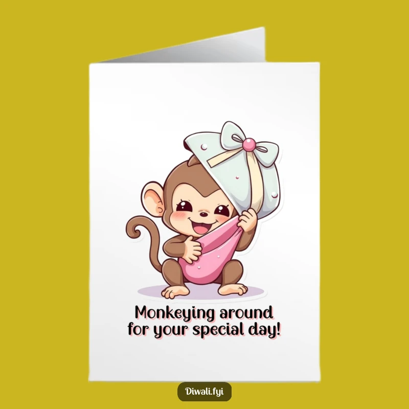 Joyful Free Printable Birthday Card: Monkey's Sweet Surprise Downloadable Gift