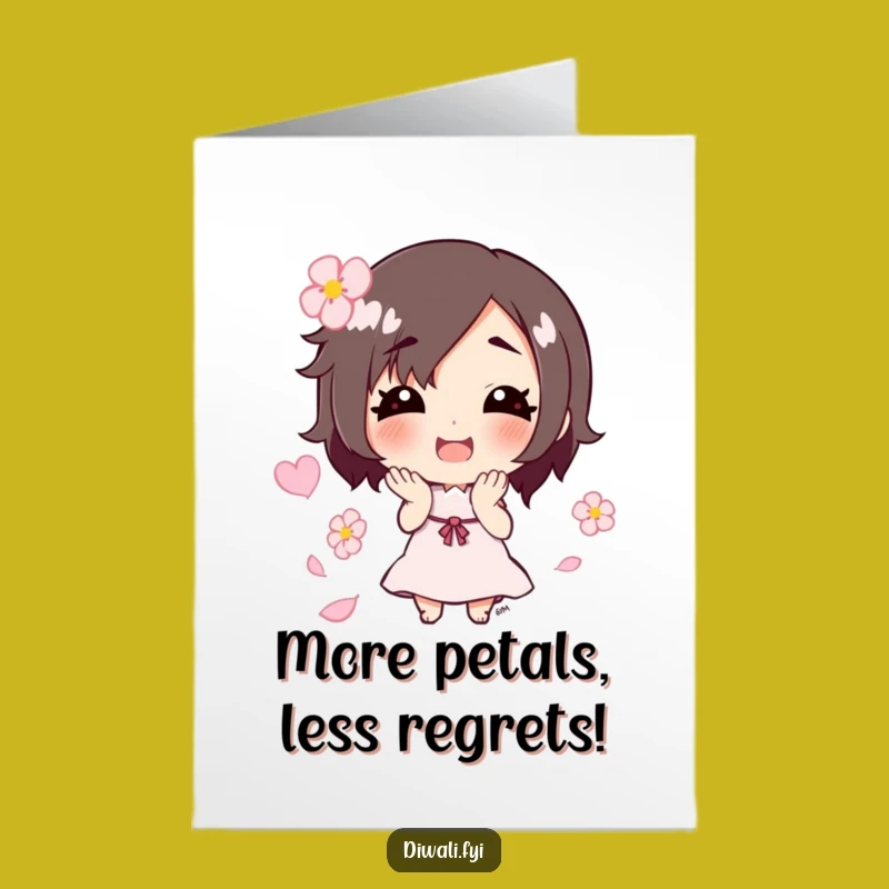 Free Printable Birthday Card: Smiling Character Tossing Petals, Hilarious Downloadable Gift