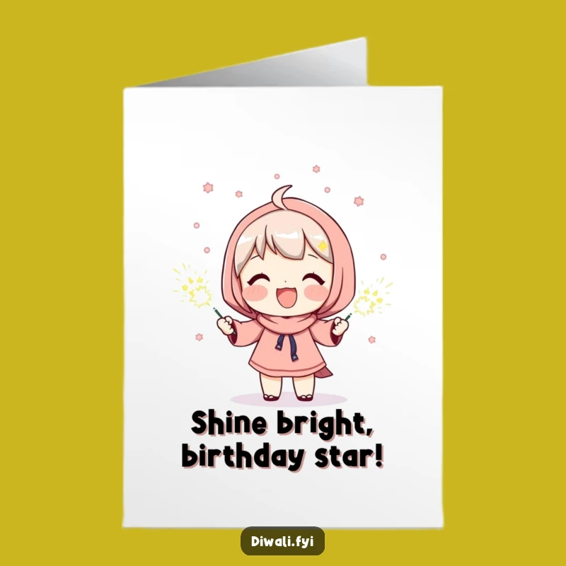 Sparkling Free Printable Birthday Card: Happy Sparkler Character Downloadable Joy