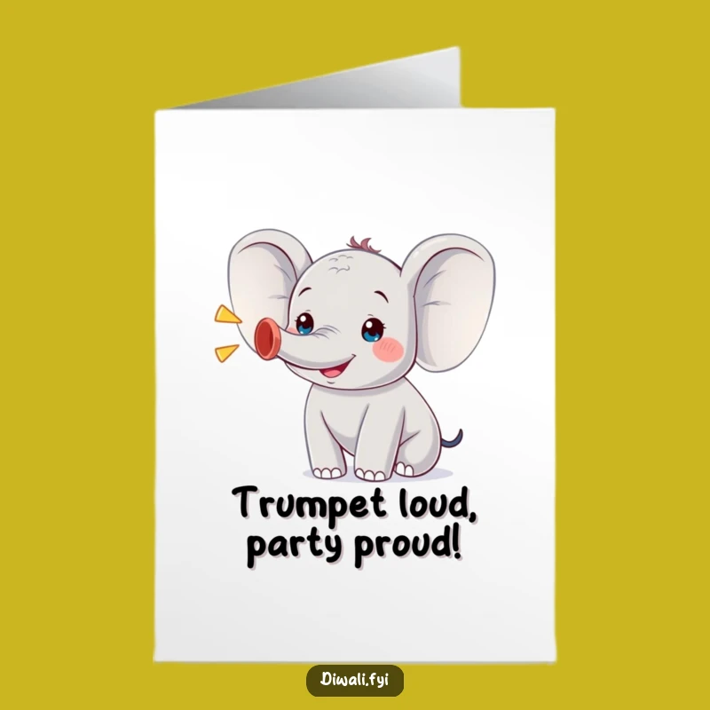 Free Printable Birthday Card: Funny Trumpeting Elephant Downloadable Gift for Instant Joy