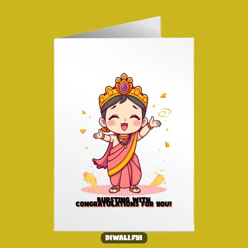 Free Printable Congrats Card: Sari Character Tossing Powder - Joyful Downloadable Gift