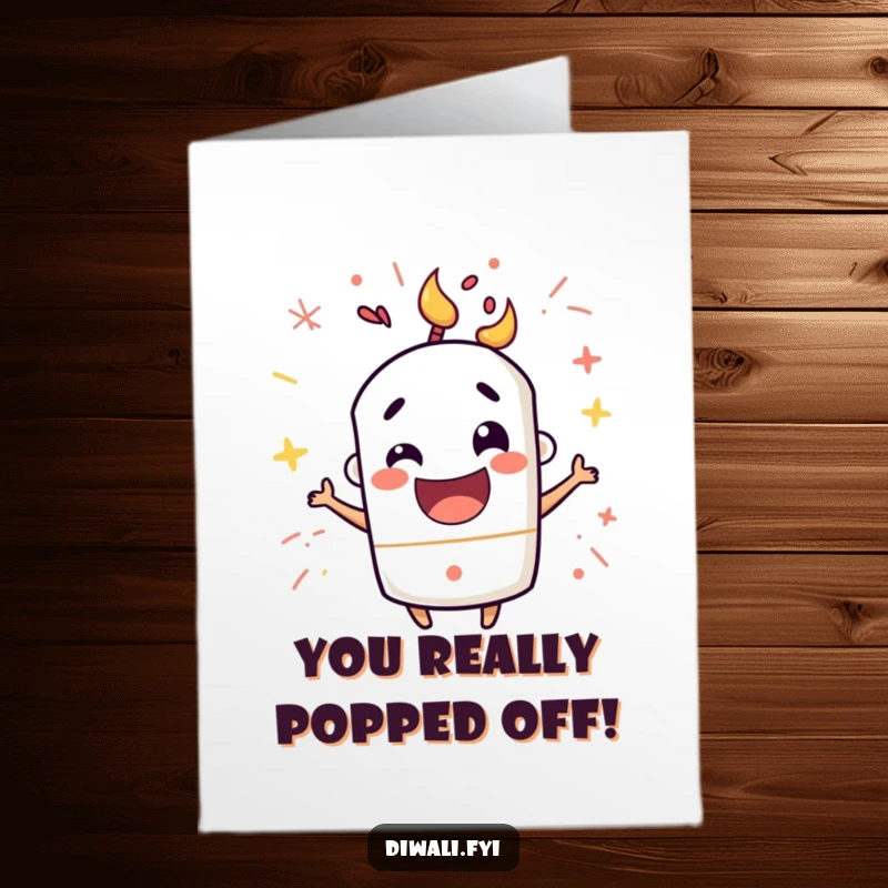 Funny Free Printable Congratulations Card with a mischievous firecracker character bursting with happy excitement for a big win.