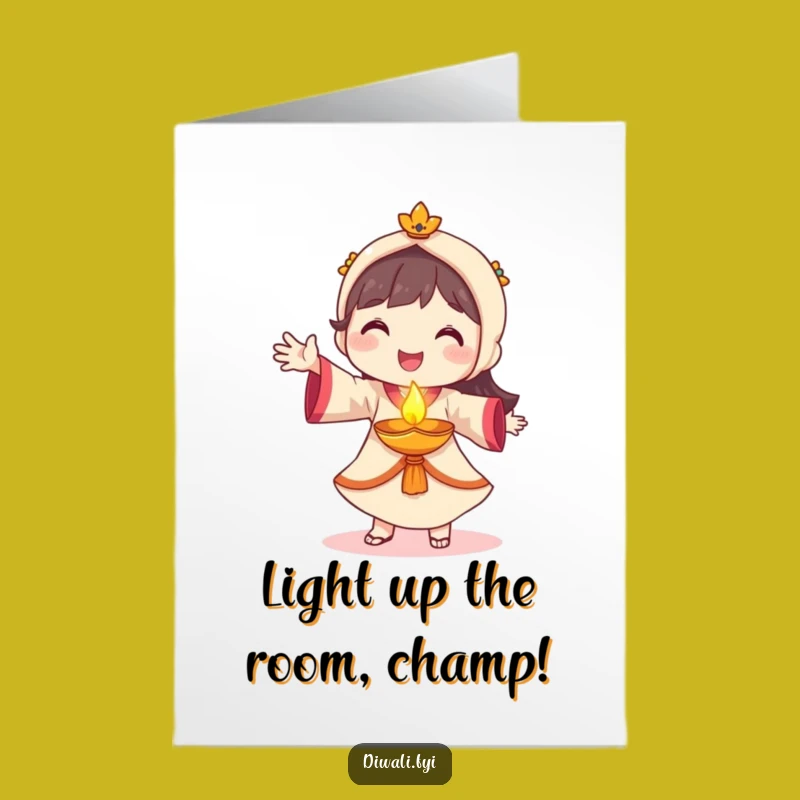 Free Printable Congrats Card - Smiling Diya Dancer Character Downloadable Celebration Gift