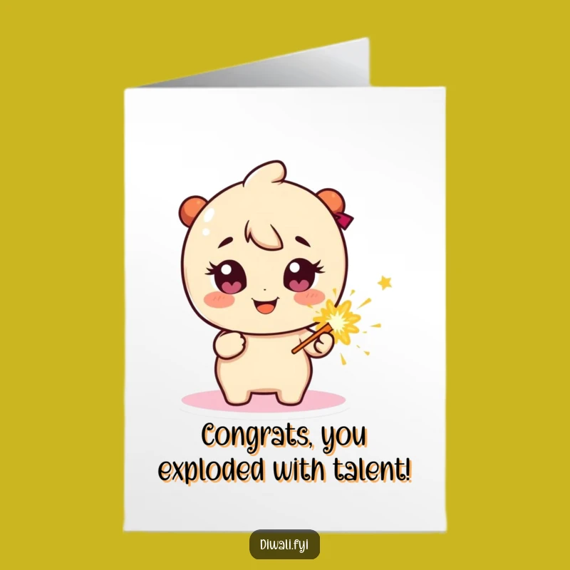 Free Printable Congrats Card: Sparkly Firecracker Character - Big Celebration Gift