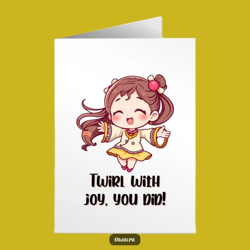 Free Printable Congrats Card: Twirling Bangle Character, Funny Downloadable Gift for Celebrations