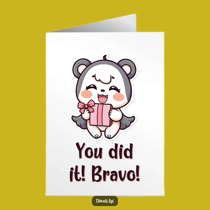 Free Printable Congrats Card: Funny Character Delivering Success - Downloadable Celebration!