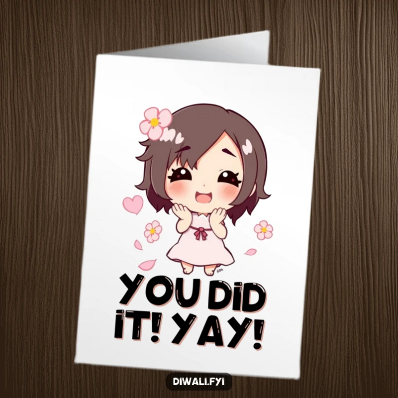 Funny Free Printable Congratulations Card: Cheerful character tossing flower petals, a delightful print-at-home greeting.