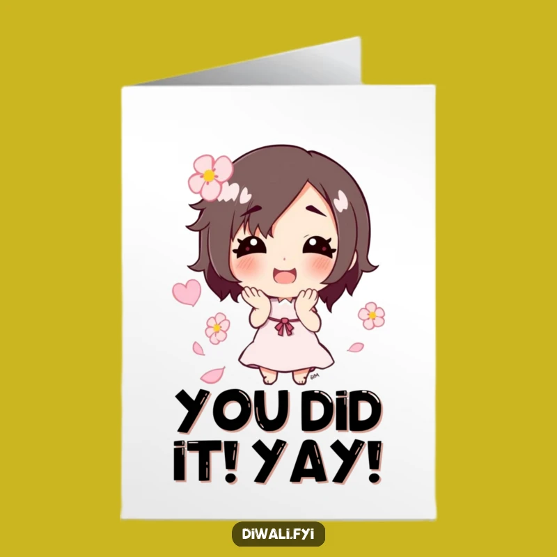 Free Printable Congrats Card: Petal Tossing Character, Funny Downloadable Gift for Any Occasion