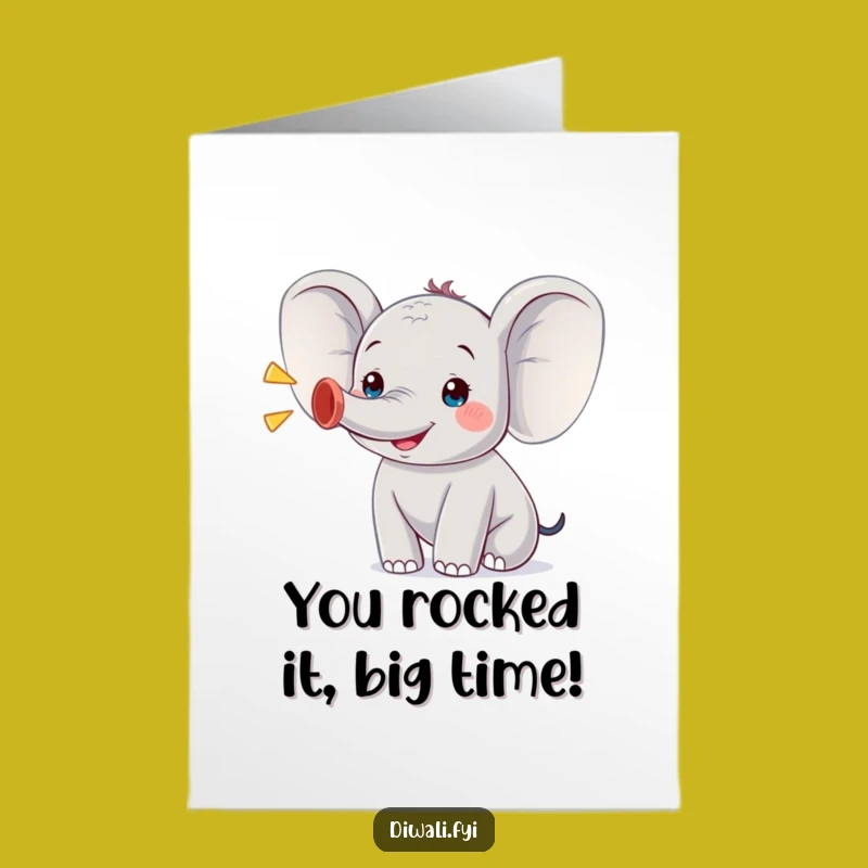 Free Printable Congrats Card: Joyful Trumpeting Elephant Downloadable for Any Celebration