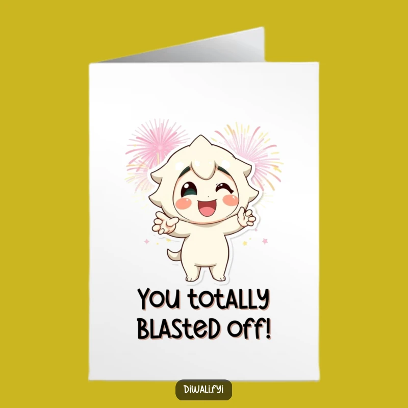 Free Printable Firework Congrats Card: Posing Character Festive Downloadable