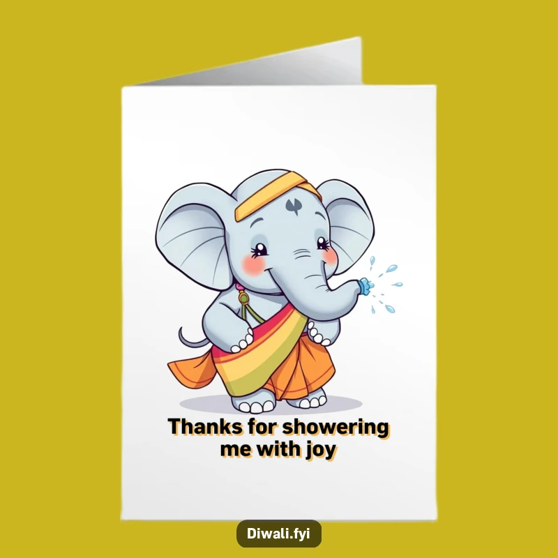 Free Printable Elephant Thank You Card: Grateful Splash Downloadable Gift