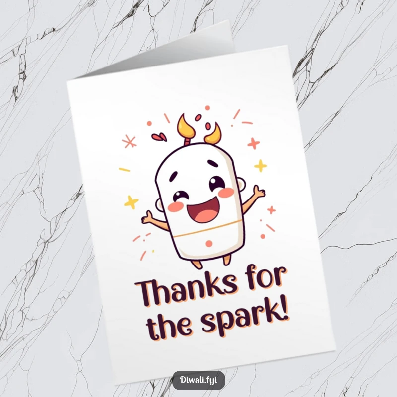 Funny Free Printable Thank You Card featuring a mischievous firecracker character excitedly popping to express thanks.