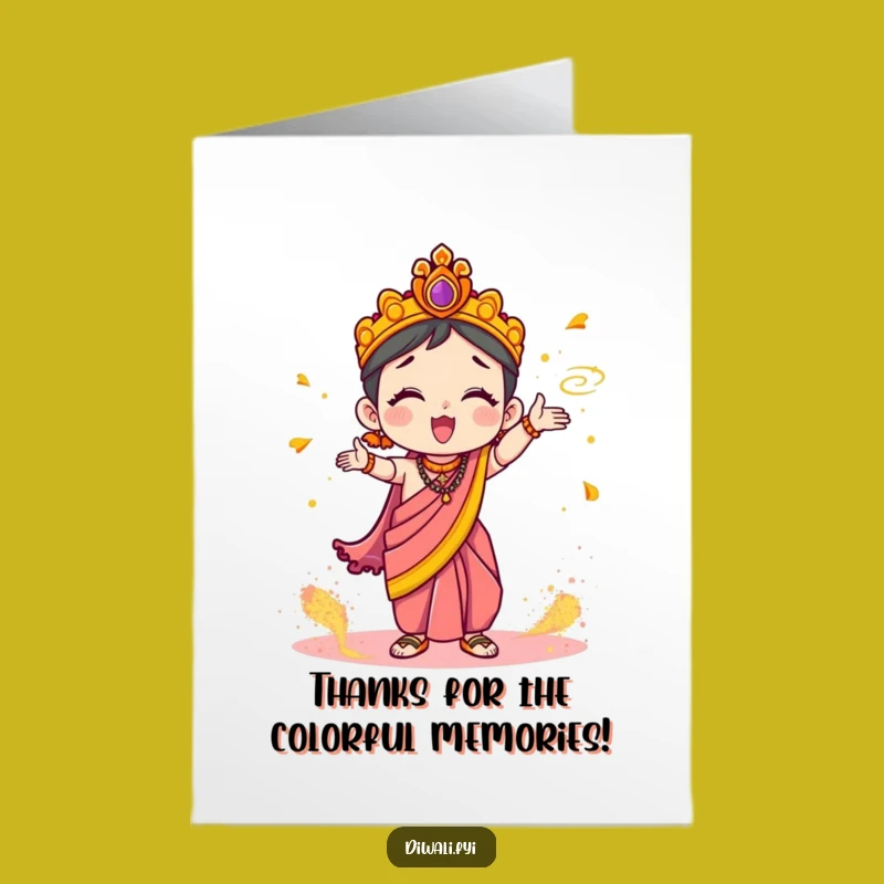 Free Printable Thank You Card: Sari Character Powder Toss - Heartfelt Downloadable Gift