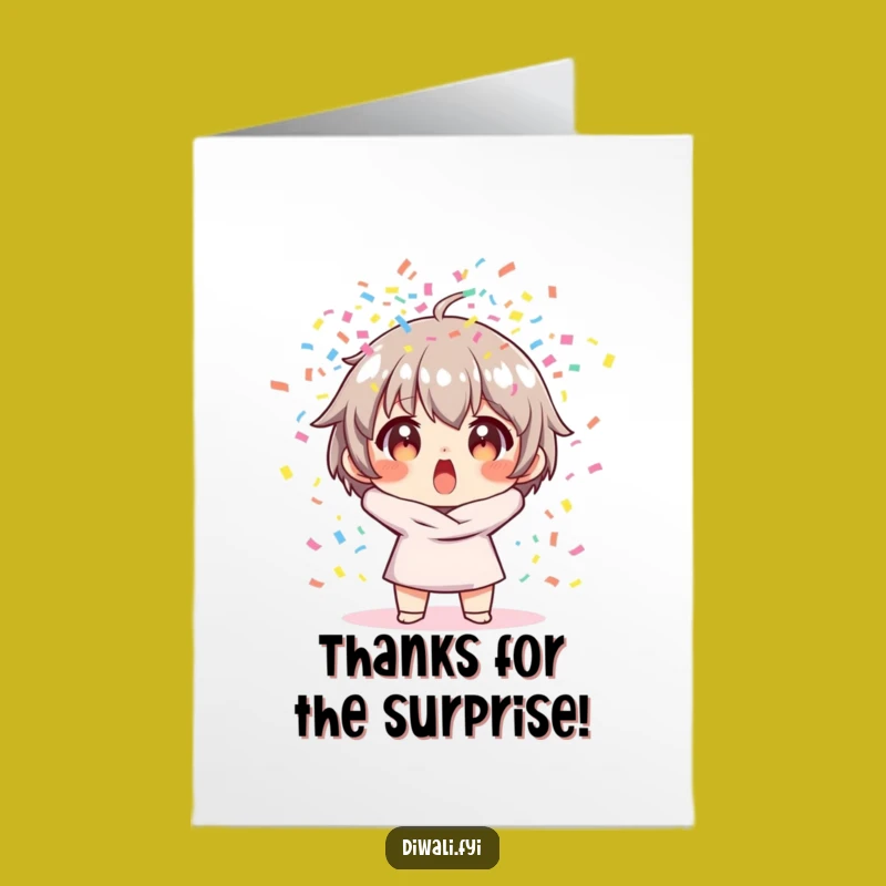 Free Printable Thank You Card: Surprised Confetti Character, Gratitude Burst, Downloadable Humorous Gift