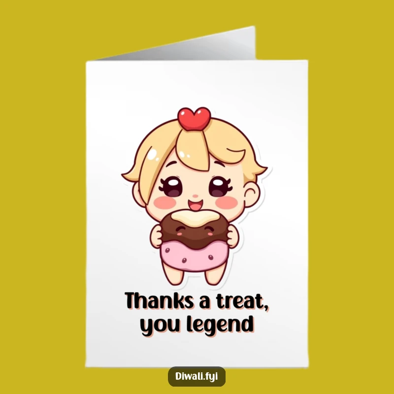 Free Printable Thank You Card: Sweet Treat Character, Heartfelt Humor, Downloadable Gift