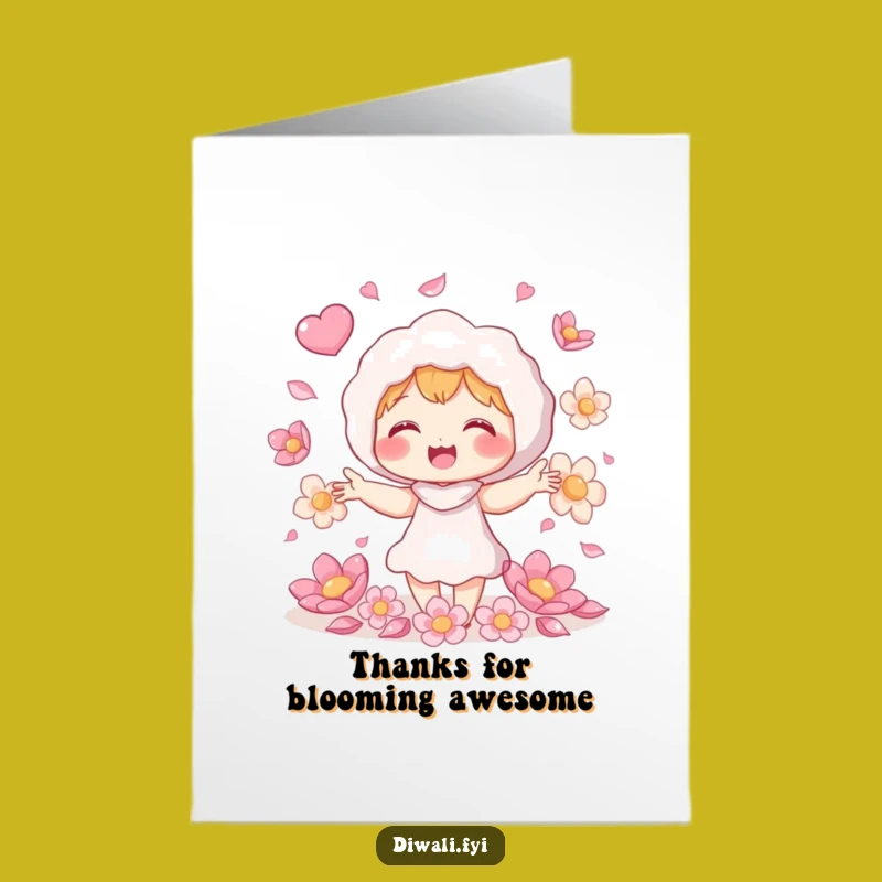 Free Printable Thank You Card - Giggling Petal Juggler Character Downloadable Appreciation Gift