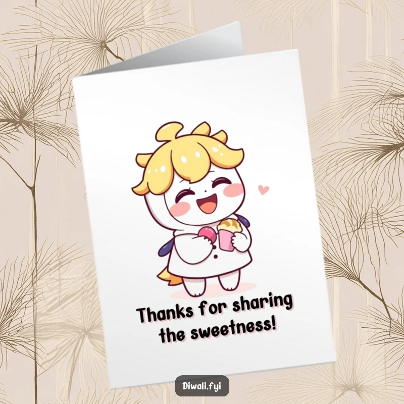 Funny Free Printable Thank You Card: A joyful character offers a sweet treat, sharing laughter and thanks with another.