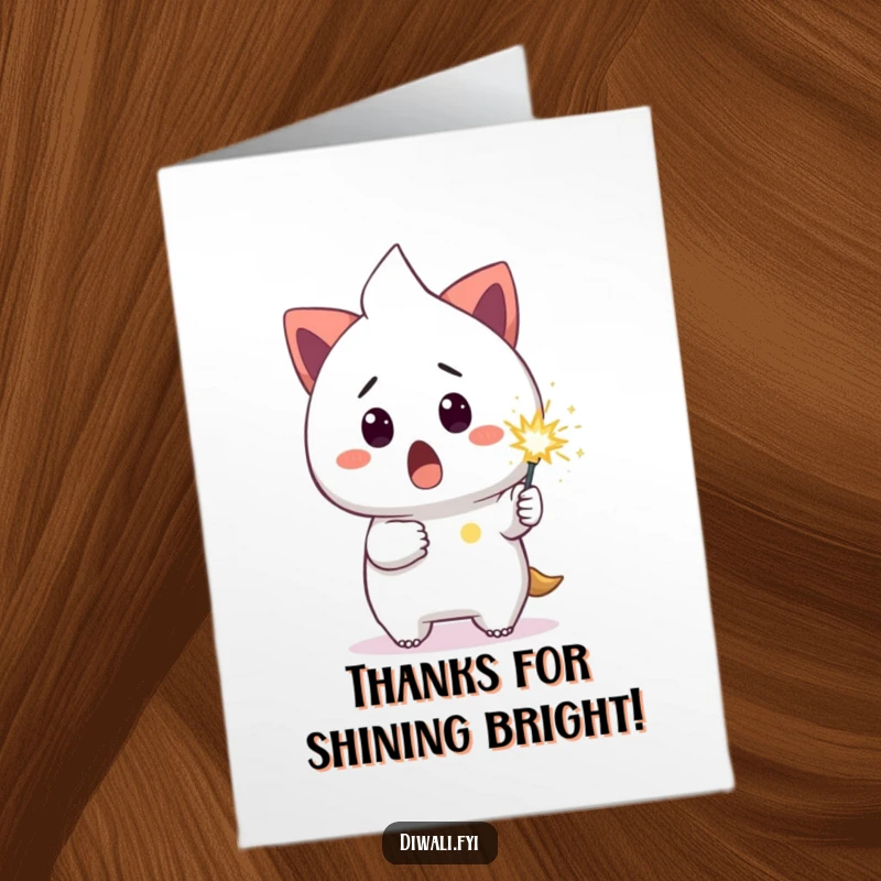 Funny Free Printable Thank You Card: A surprised character holding a small, bright sparkler, a humorous way to say thanks.