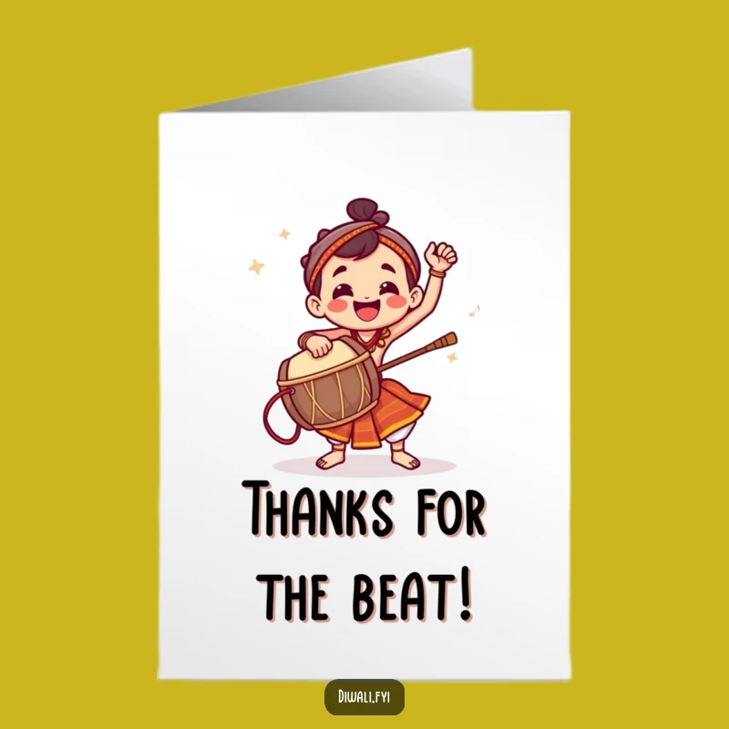 Free Printable Thank You Card: Dhol Drum Thanks, Humorous Downloadable Gratitude Beat