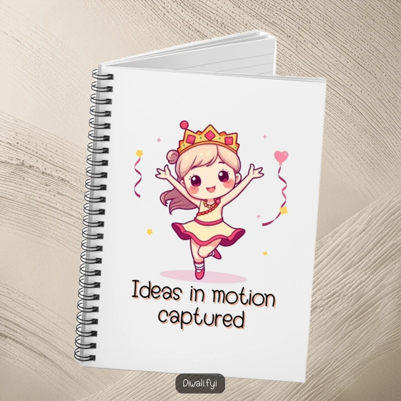 Funny notebook showcasing a dancer character in a pirouette, providing a stylish and joyful space for writing and creative expression.