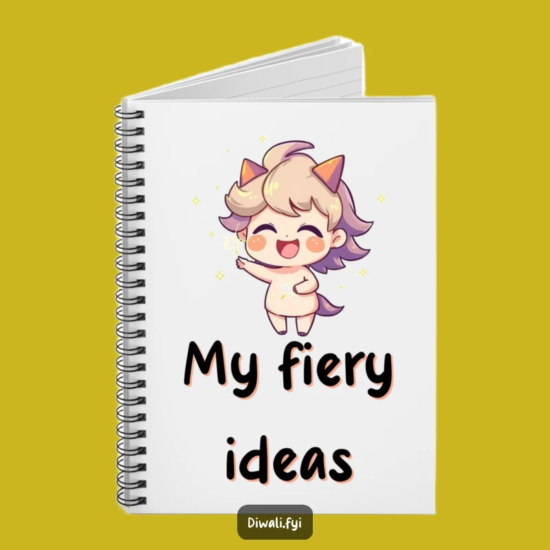 Funny Fiery Aura Sparkler Notebook, Joyful Character Journal, Gift Idea