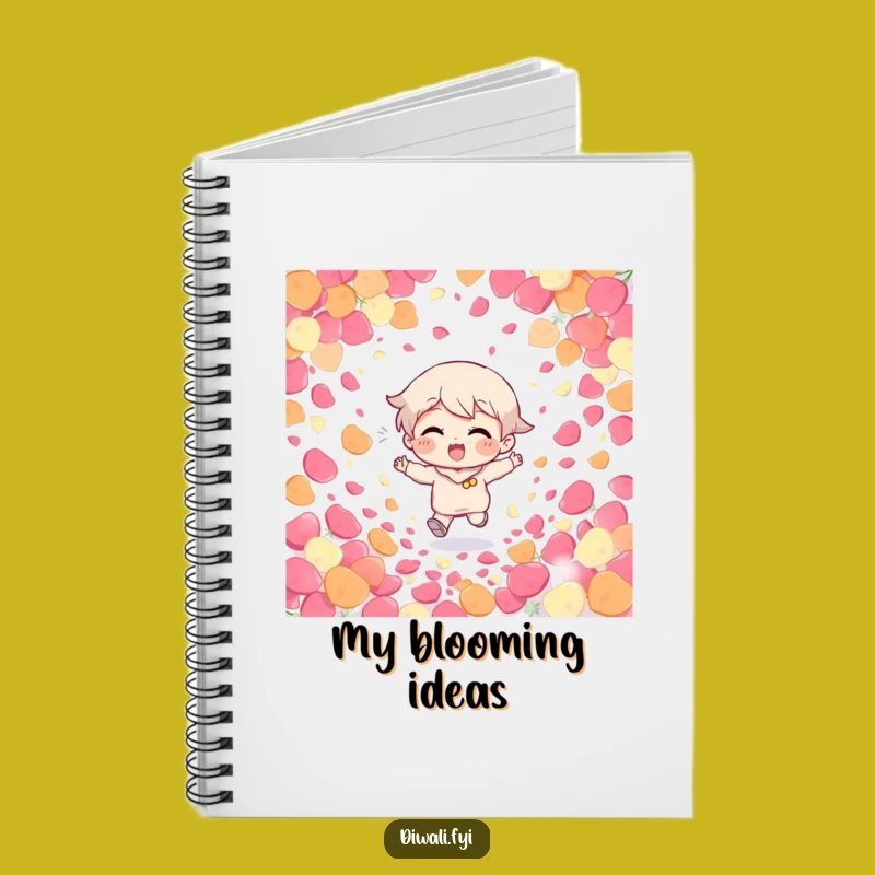 Funny Giggling Character Petal Notebook: Journal with a giggling character running through petals, a cheerful funny gift.