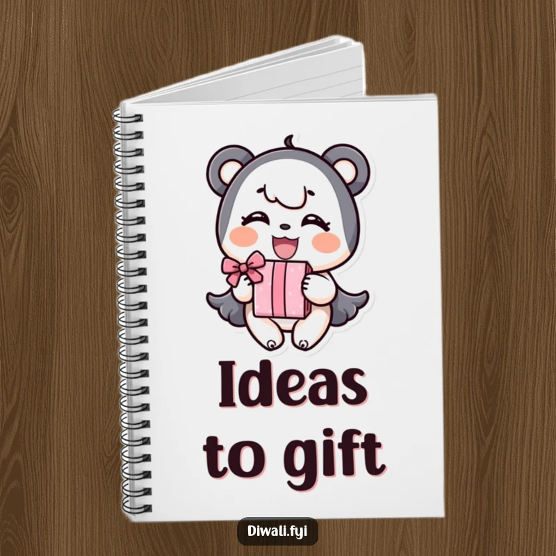 Funny Notebook: A happy character joyfully offers a gift, providing a cheerful cover for notes.