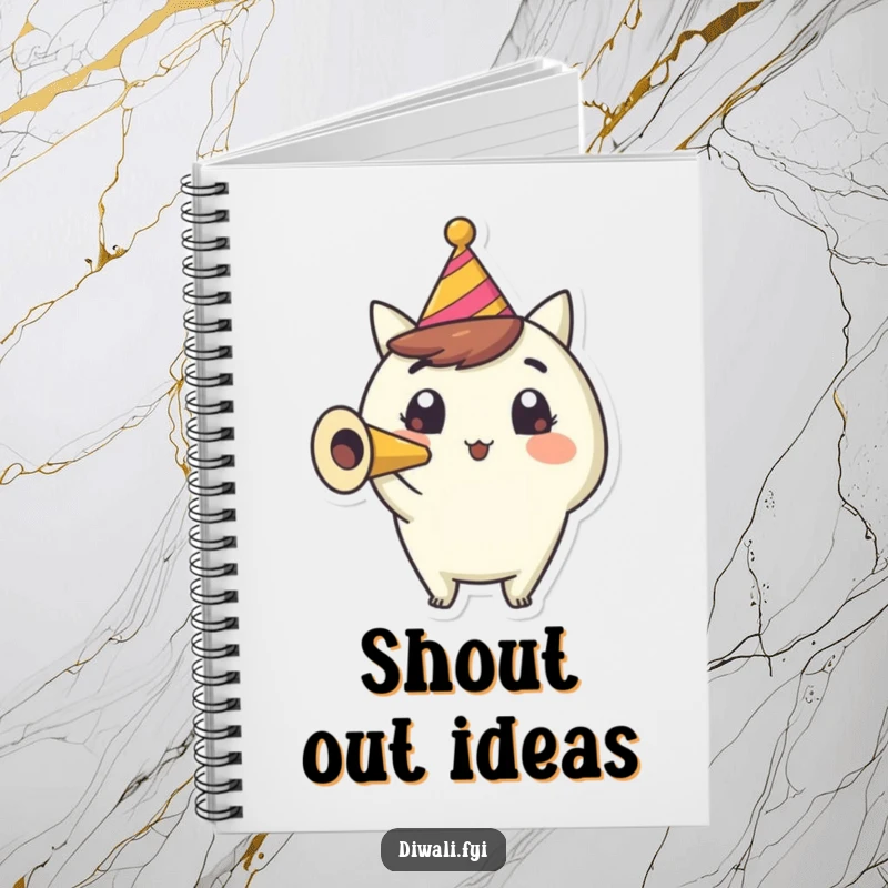 Funny Party Horn Notebook: A happy character blows a party horn with wide eyes, ready for your notes and ideas.