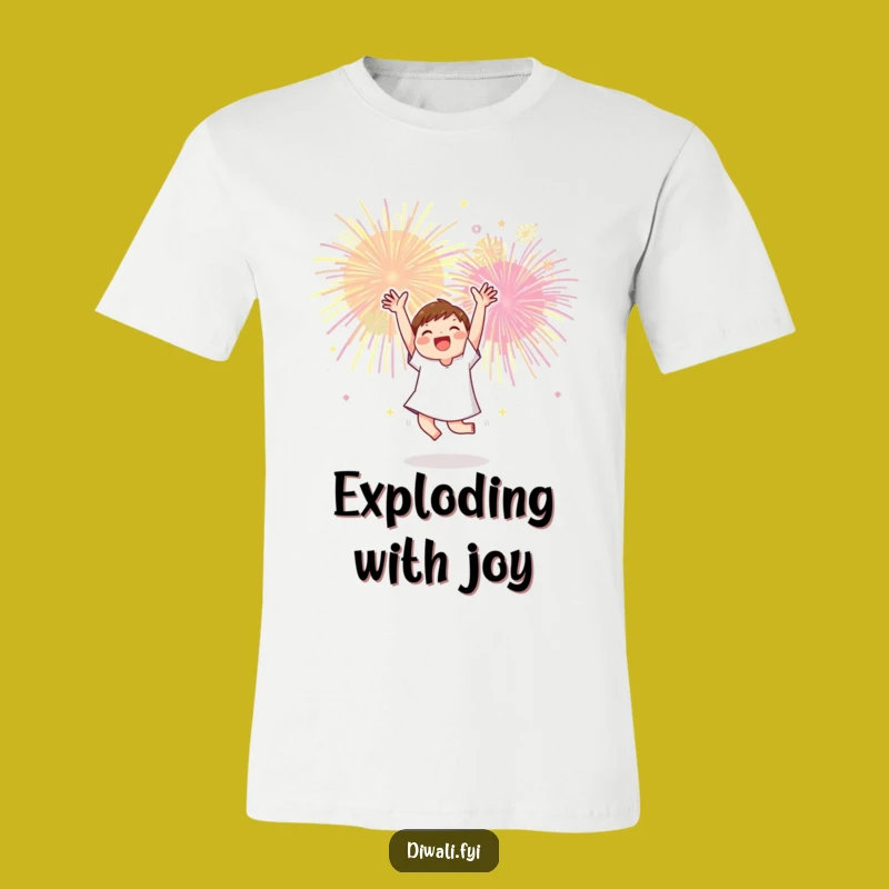 Funny Dance Party T-Shirt: Joyful Character & Fireworks Tee, Fun Gift