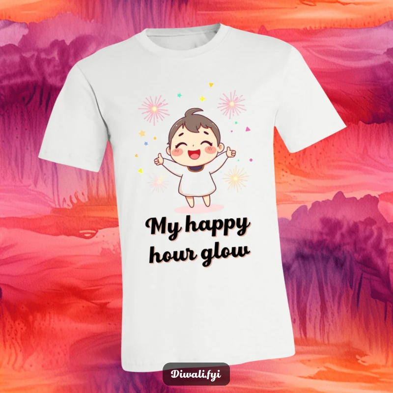 Funny joyful character smiling widely while juggling several bright, colorful sparklers in mid-air.