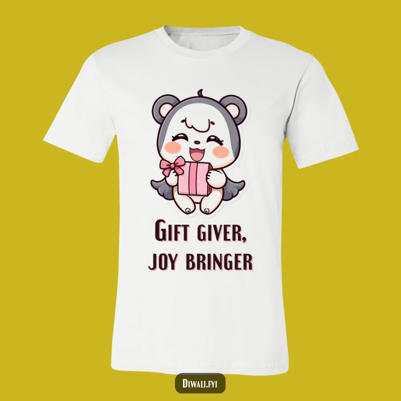 Funny T-Shirt: Joyful Character Giving a Gift, Perfect Humorous Present
