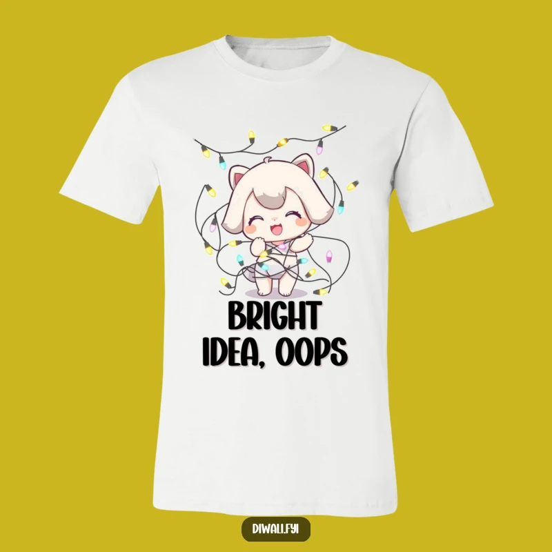 Funny Tangled Lights T-Shirt: Playful Character Holiday Mess Gift