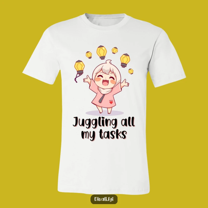 Funny Juggling Lamps T-Shirt: Wear Your Joy with this Dazzling Character Tee