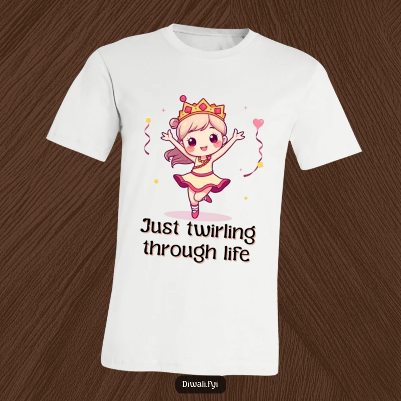 Funny t-shirt depicting a spirited dancer character executing a swift pirouette, capturing the essence of joy and playful motion.