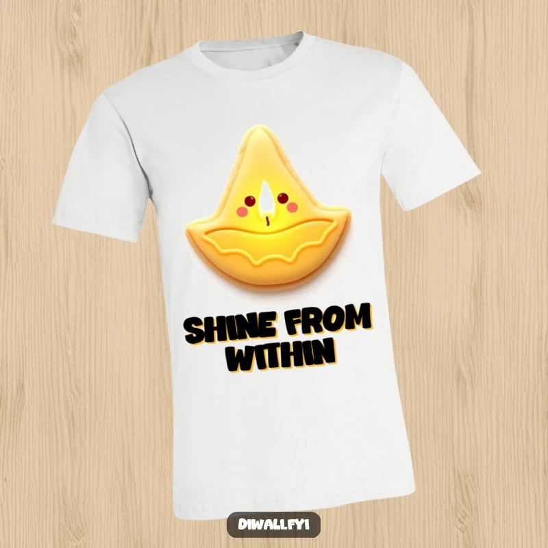 Funny t-shirt featuring a happy sugar cookie diya lamp design, emitting a soft, warm, and comforting glow.