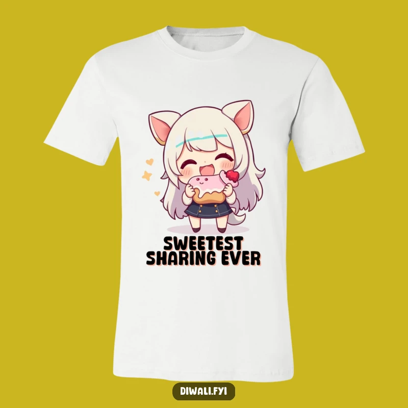 Funny Sweet Treat Sharing Tee: Joyful Character Shirt, Perfect Funny Gift