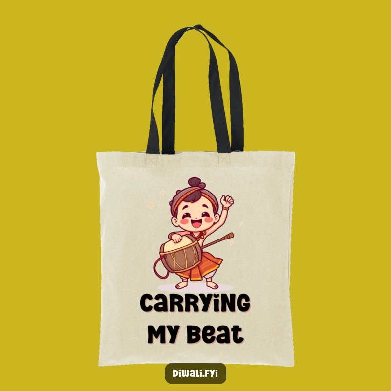 Funny Dhol Drummer Tote Bag: Carry Your Rhythm, Energetic Style Gift