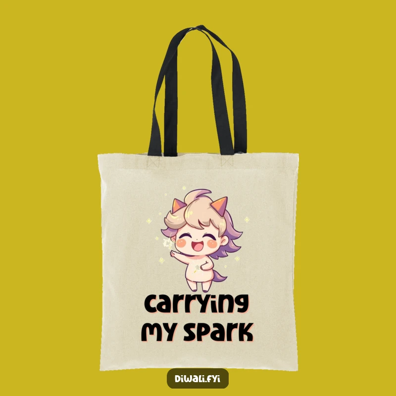 Funny Fiery Aura Sparkler Tote Bag, Joyful Character Bag, Everyday Gift