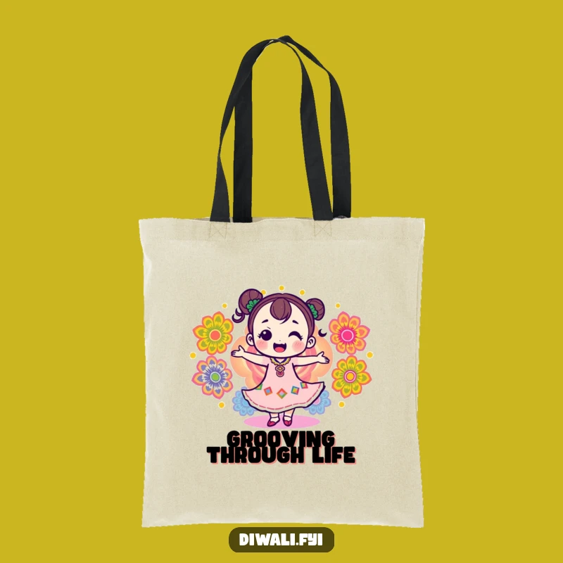 Funny Delighted Rangoli Dancer Tote Bag: Carry Your Celebrations with Colorful Humor!