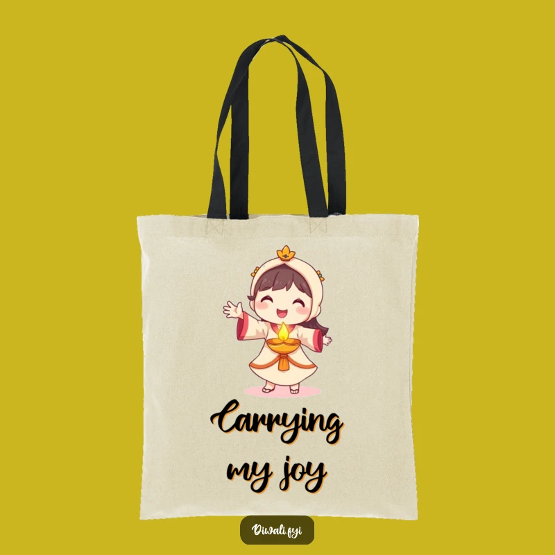 Funny Diya Dancer Tote Bag - Smiling Character Bag for Festive Essentials