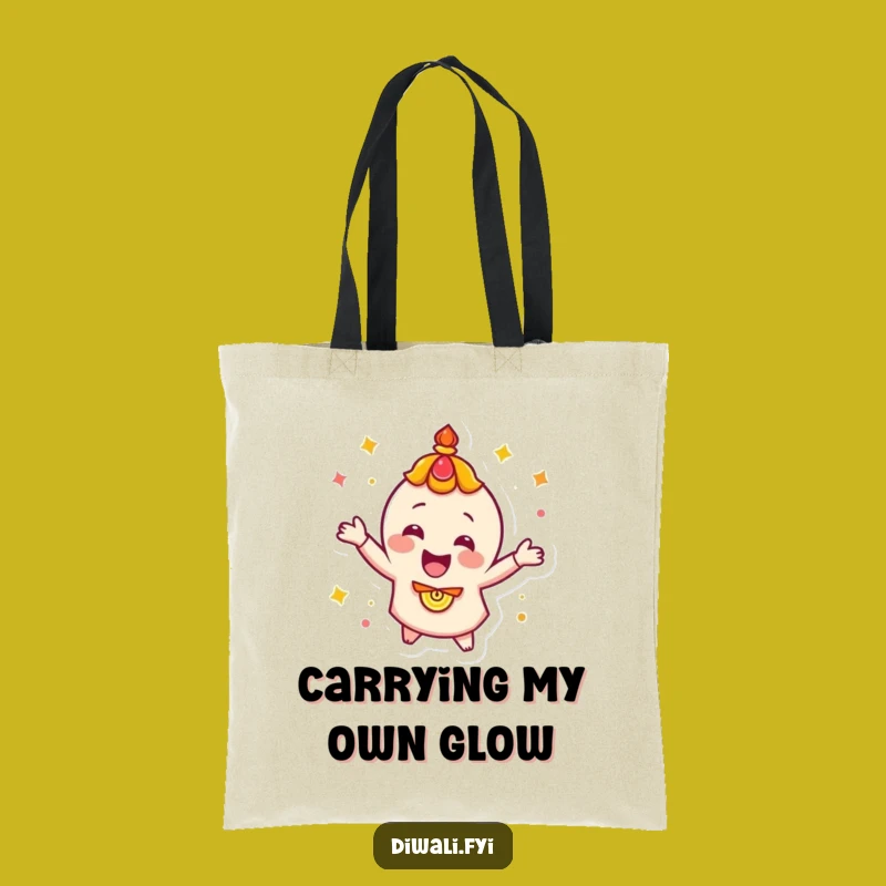 Funny Diya Spin Tote Bag: Happy Character Festive Accessory