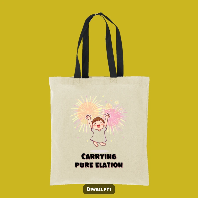 Funny Festival Tote Bag: Dancing Character, Fireworks Art, Perfect Carry-All