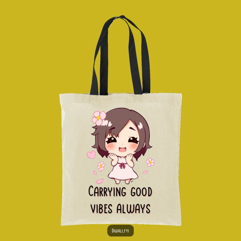 Funny Flower Petal Toss Tote Bag: Cute Smiling Character, Ideal Humorous Gift