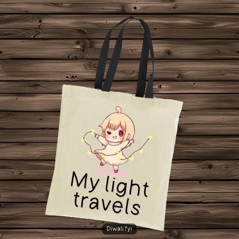 Funny Light Spin Tote Bag: A character playfully spins with lights, making it a vibrant and humorous accessory.