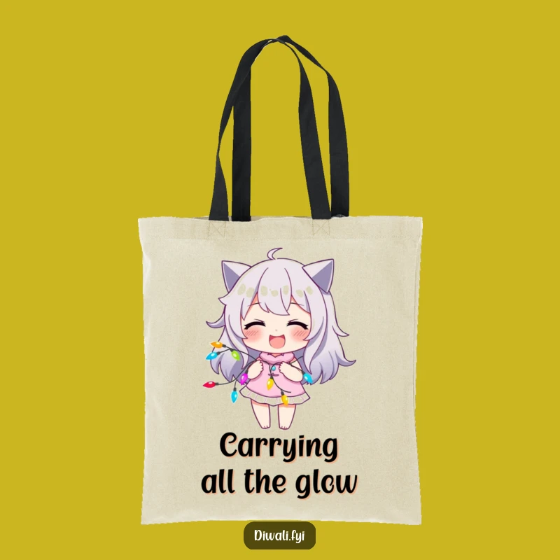 Funny Lights Tote Bag: Playful Character Style, Colorful Gift
