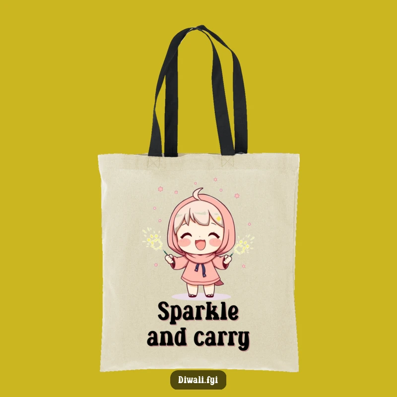Funny Sparkler Beam Tote Bag: Carry Your Happiness with Glowing Character Style