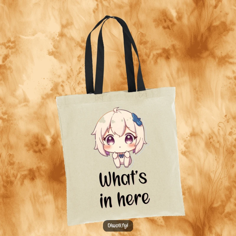 Funny tote bag featuring a character with a comically surprised expression, perfect for carrying essentials with a dramatic flair.